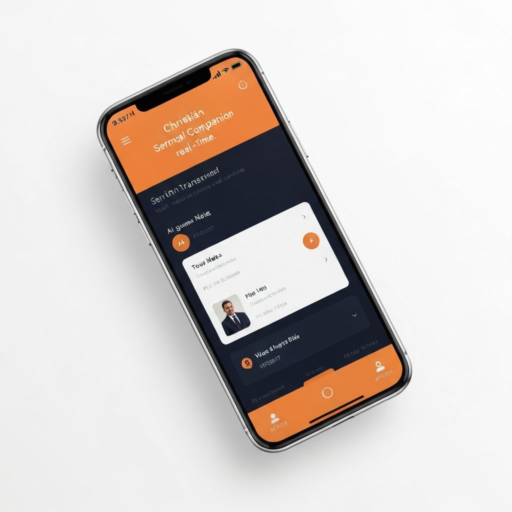 SermonFlo app showing real-time sermon transcription and AI-generated notes